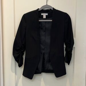 H&M Classic Black Women's Blazer with Ruched Sleeves  - size 2